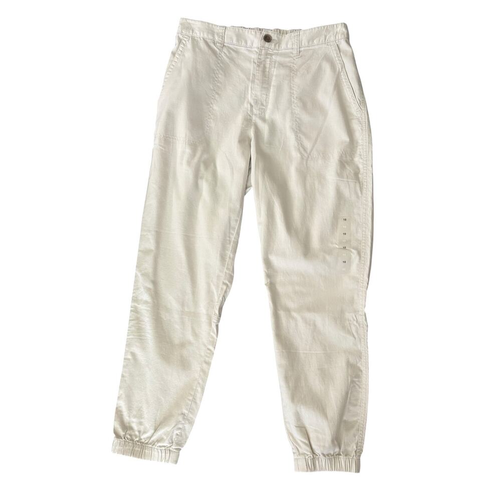 GAP Girlfriend Jogger Pants 10 NWT Beige Cotton Utility Casual Beach Coastal